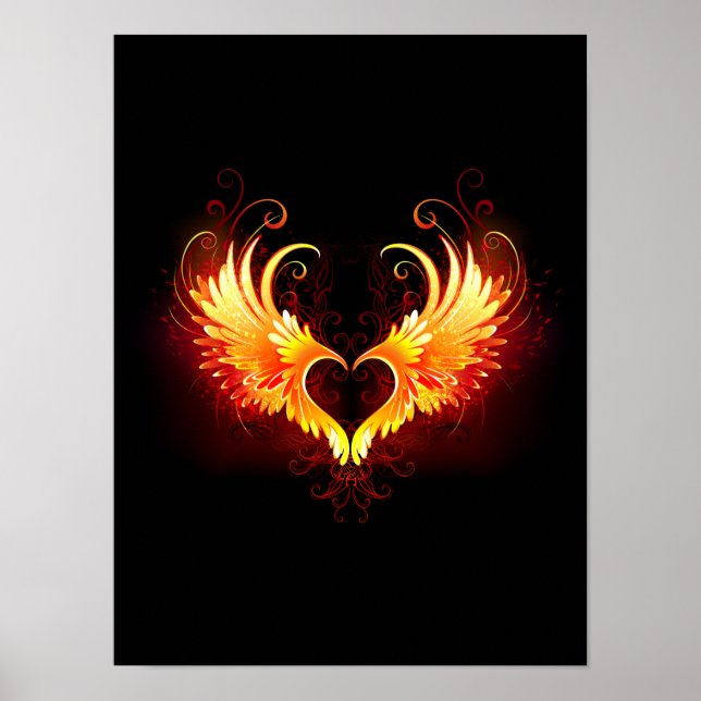 Angel Fire Heart with Wings Poster (Front)