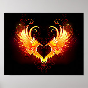 Angel Fire Heart with Wings Poster