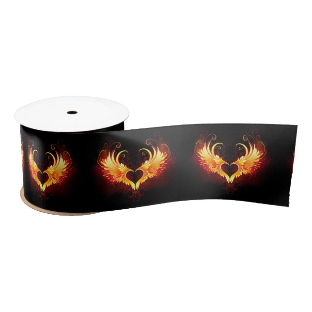 Angel Fire Heart with Wings Satin Ribbon (Spool)