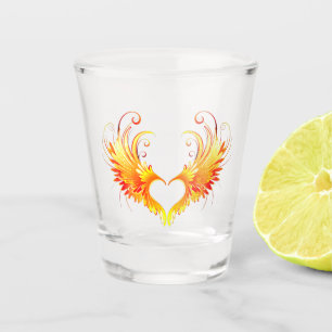 Angel Fire Heart with Wings Shot Glass