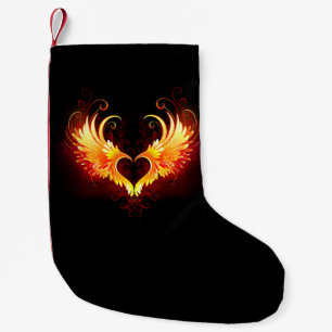 Angel Fire Heart with Wings Small Christmas Stocking