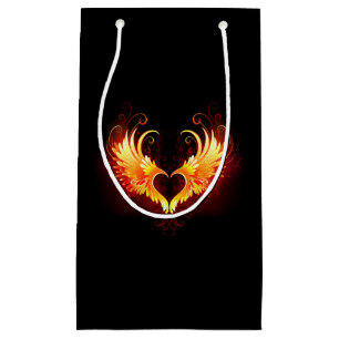 Angel Fire Heart with Wings Small Gift Bag