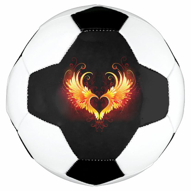 Angel Fire Heart with Wings Soccer Ball (Front)