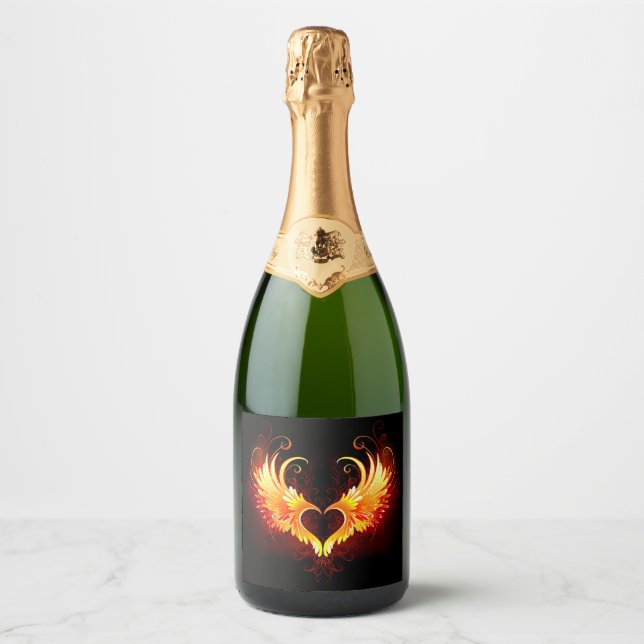 Angel Fire Heart with Wings Sparkling Wine Label (Front)