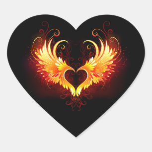 Angel Fire Heart with Wings Sticker