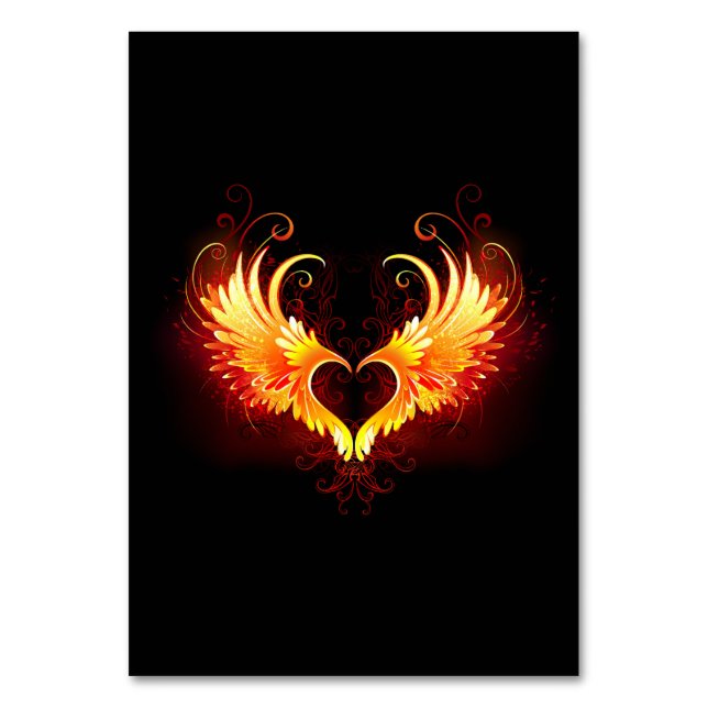 Angel Fire Heart with Wings Table Number (Front)