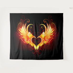 Angel Fire Heart with Wings Tapestry