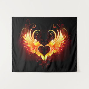 Angel Fire Heart with Wings Tapestry