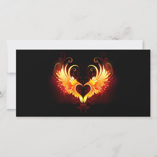 Angel Fire Heart with Wings Thank You Card (Front)