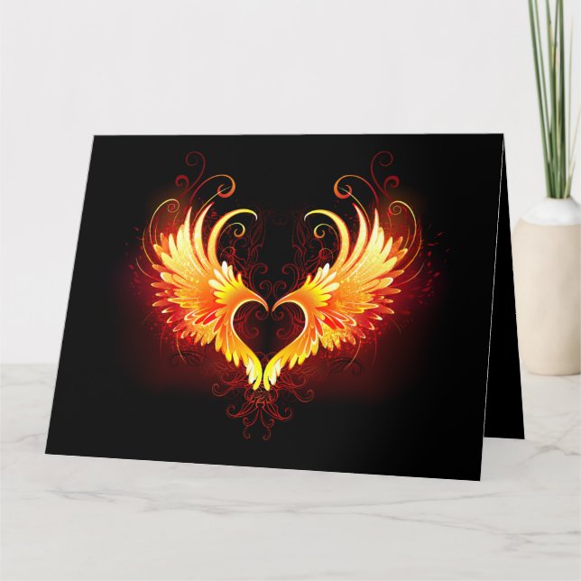 Angel Fire Heart with Wings Thank You Card (Front)