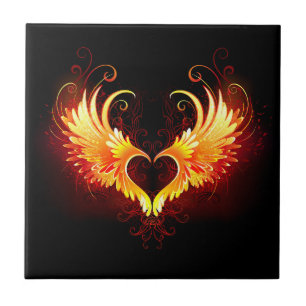 Angel Fire Heart with Wings Tile
