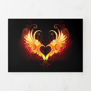 Angel Fire Heart with Wings Tri-Fold Invitation