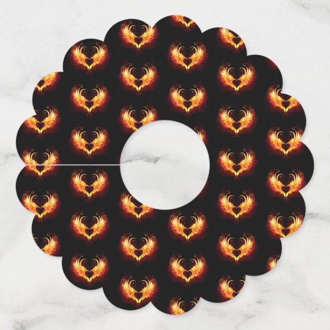 Angel Fire Heart with Wings Wine Glass Tag (Front)