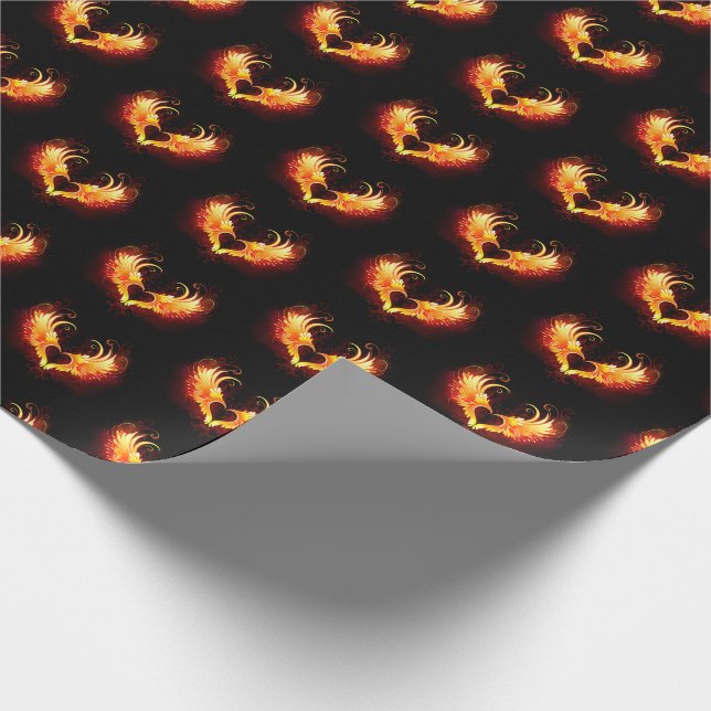 Angel Fire Heart with Wings Wrapping Paper (Corner)