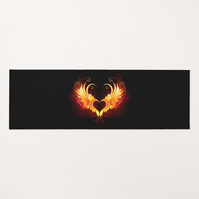 Angel Fire Heart with Wings Yoga Mat (Front (Horizontal))
