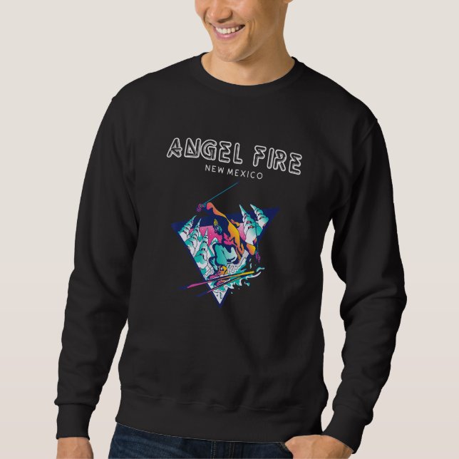 Angel Fire New Mexico  Retro Skier Sweatshirt (Front)
