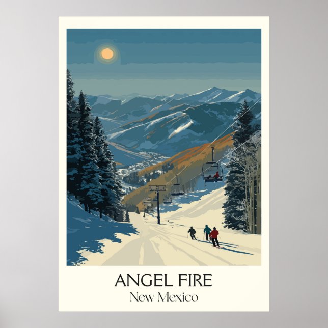 Angel Fire New Mexico Ski Scene Poster (Front)