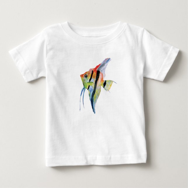 Angel Fish Butterflies Toddler Ruffle Tee, White Baby T-Shirt (Front)