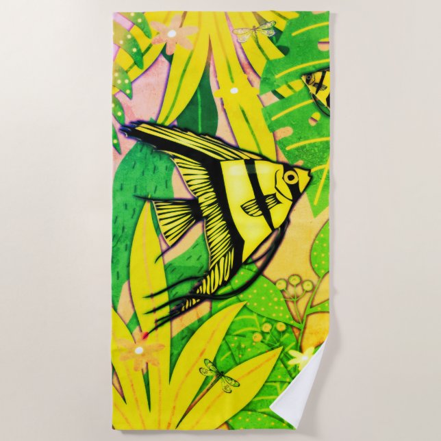 Angel Fish Greenleaf Beach Towel (Front)