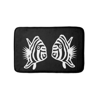 Angel fish  Soft  Blue & white coastal deco Bath Mat