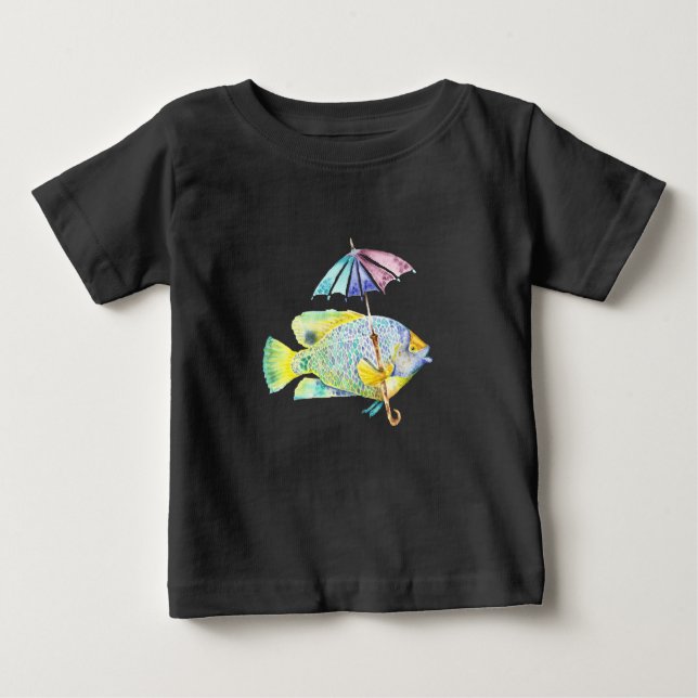 Angel Fish With Umbrella Baby T-Shirt (Front)