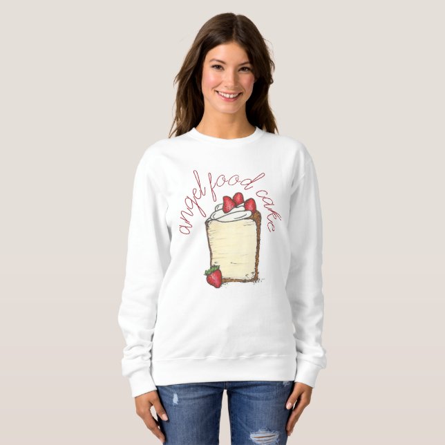 Angel Food Angelfood Cake Slice Strawberry Dessert Sweatshirt (Front Full)