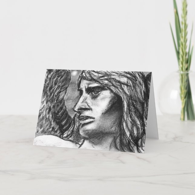 Angel Gabriel Christmas Drawing Holiday Card (Front)