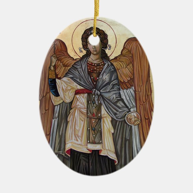 Angel Gabriel Icon Ceramic Tree Decoration (Front)
