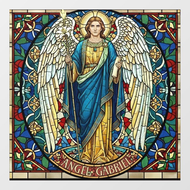 Angel Gabriel Stained Glass Style Archangel Art (Sheet)