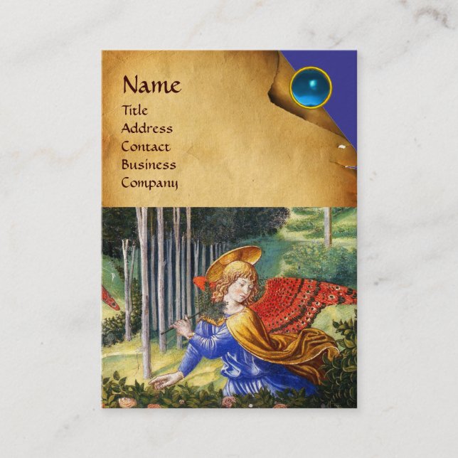 Angel Gathering Flowers in a Heavenly Landscape Business Card (Front)