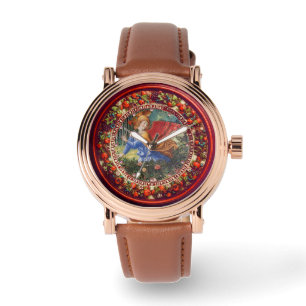 Angel Gathering Flowers in Heaven Red Floral Crown Watch