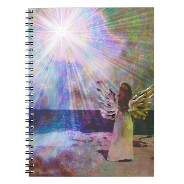 Angel Gazing to Heaven Heart Journal Notebook (Front)
