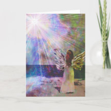 Angel Gazing to Heaven Heart Sun Greeting Card