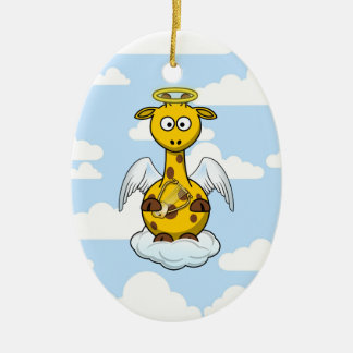 Angel Giraffe in Clouds Ceramic Tree Decoration