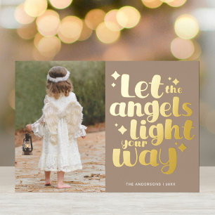 Angel Girl Christmas White Pastel Gold Typography