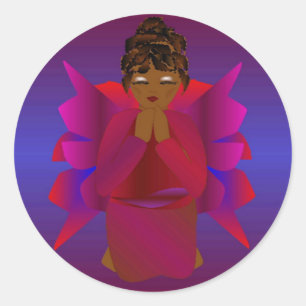 Angel Girl Classic Round Sticker