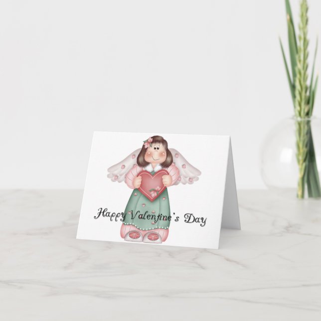Angel Girl Cute Valentine's Day Greeting Card (Front)