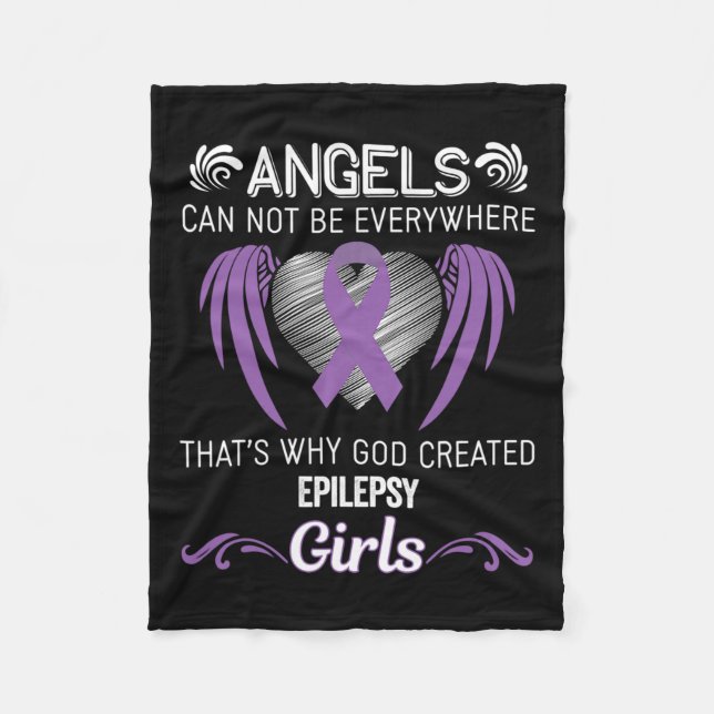 Angel Girl- Epilepsy Awareness Supporter Ribbon  Fleece Blanket (Front)