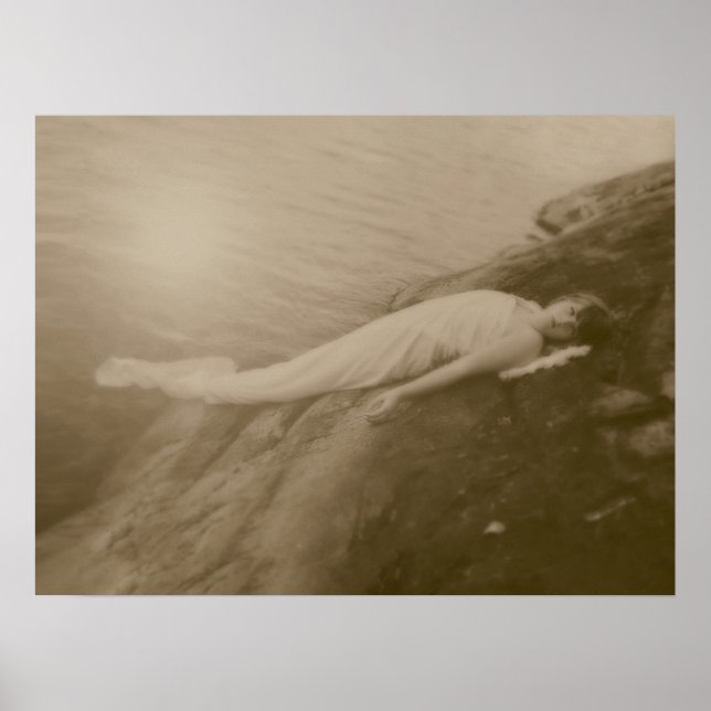 Angel Girl Vintage Sepia Antique Art Poster (Front)