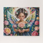 Angel Girl With Flowers Jigsaw Puzzle<br><div class="desc">Angel Girl With Flowers
illustration
colorful
customizable</div>