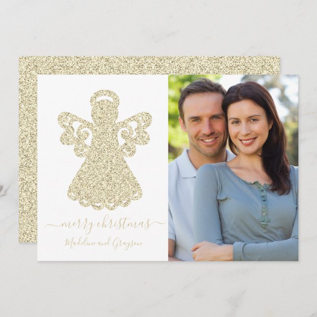 Angel Gold Glitter Flat Card (Front/Back)