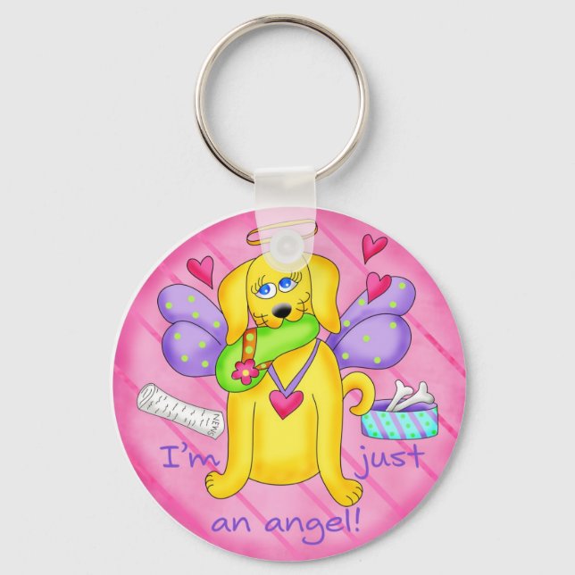 Angel Golden Yellow Dog with Shoe Key Ring (Front)