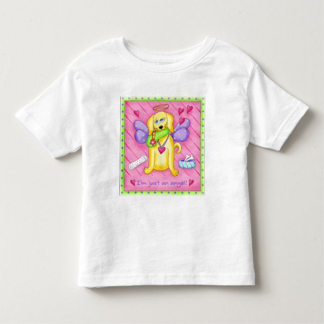 Angel Golden Yellow Dog with Shoe Toddler T-Shirt (Front)