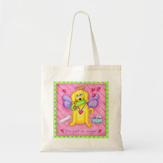 Angel Golden Yellow Dog with Shoe Tote Bag (Front)