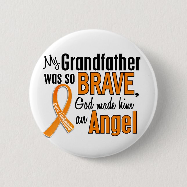 Angel Grandfather Leukaemia 6 Cm Round Badge (Front)