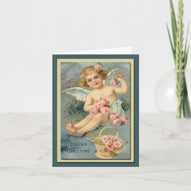 Angel Greetings Cute Vintage Floral Card (Front)