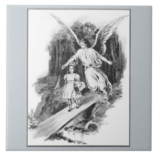 Angel Guarding A Girl Child Tile (Front)