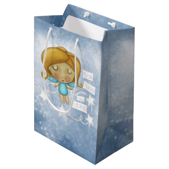 Angel Hangs the Stars Medium Gift Bag (Front Angled)