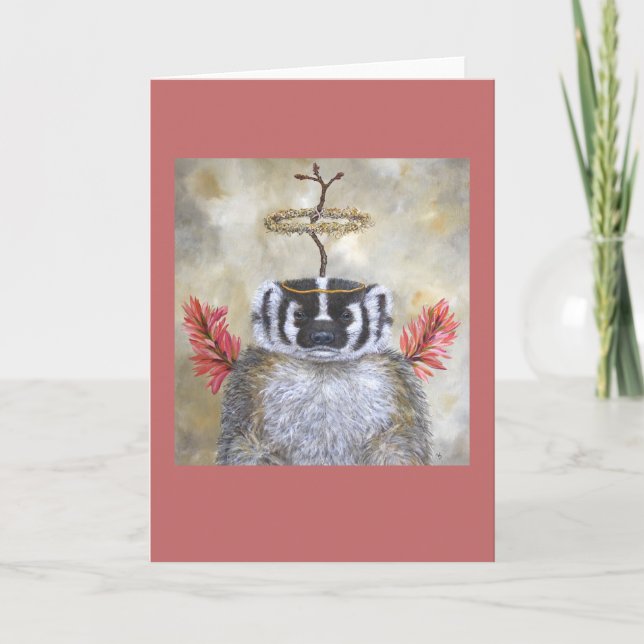 Angel Hazel the badger greeting card (Front)