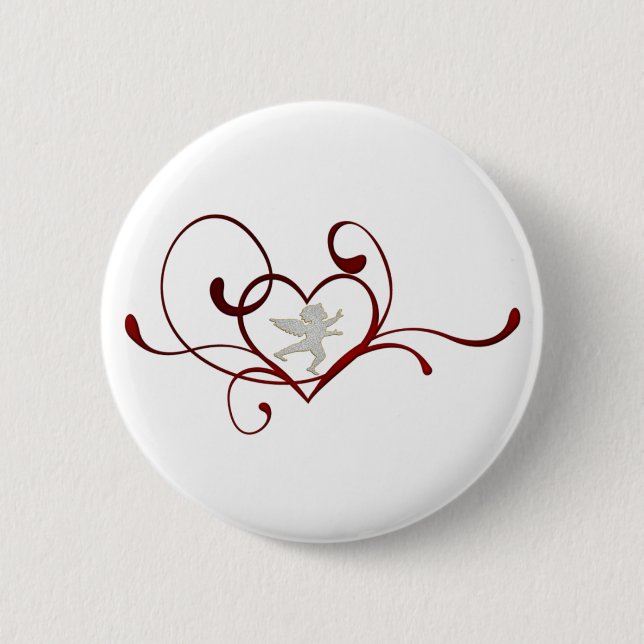 Angel heart 6 cm round badge (Front)